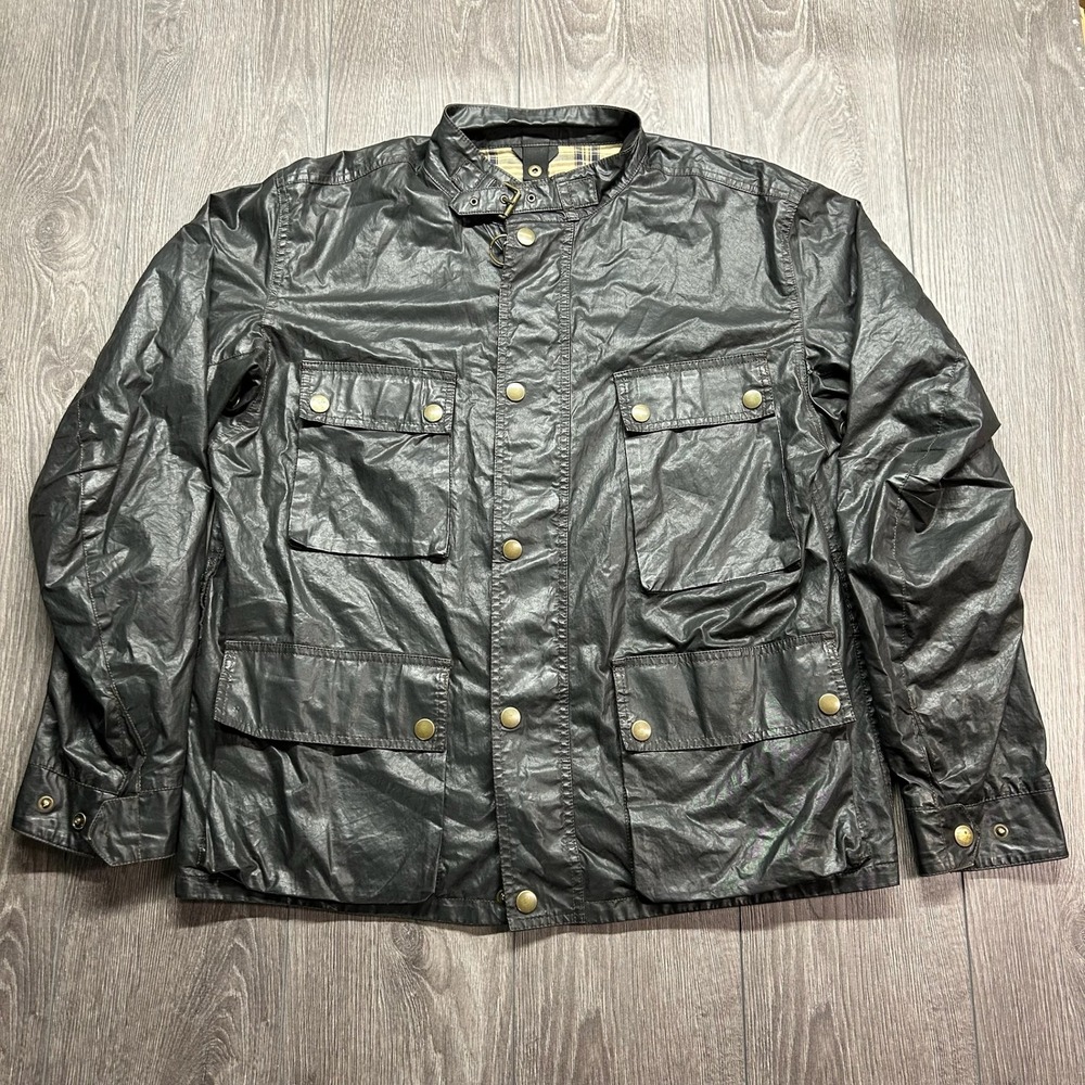 Belstaff International Trailmaster Wax Cotton Field Jacket Black XXL Plaid Lined